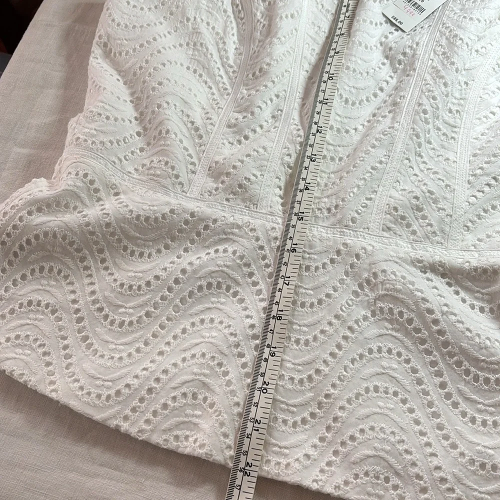 White House Black Market Fitted Cotton Eyelet Peplum Top Sz 10 NWT